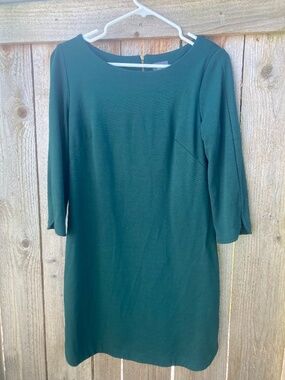 Vince Camuto Hun Hunter Green 3/4 Sleeve Tulip Hem Dress Size 6